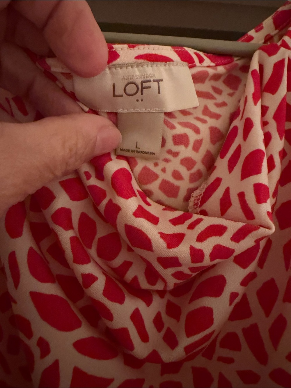 LOFT Cream Dress with Coral-Pink Abstract Print